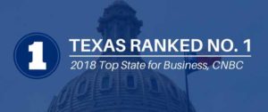 Texas ranked America's top sate for business in 2018 by CNBC