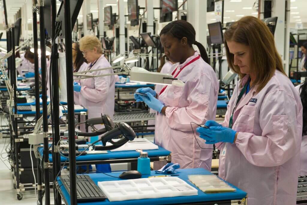 Women at Flextronics develop prodcuts in Fort Worth, Texas.