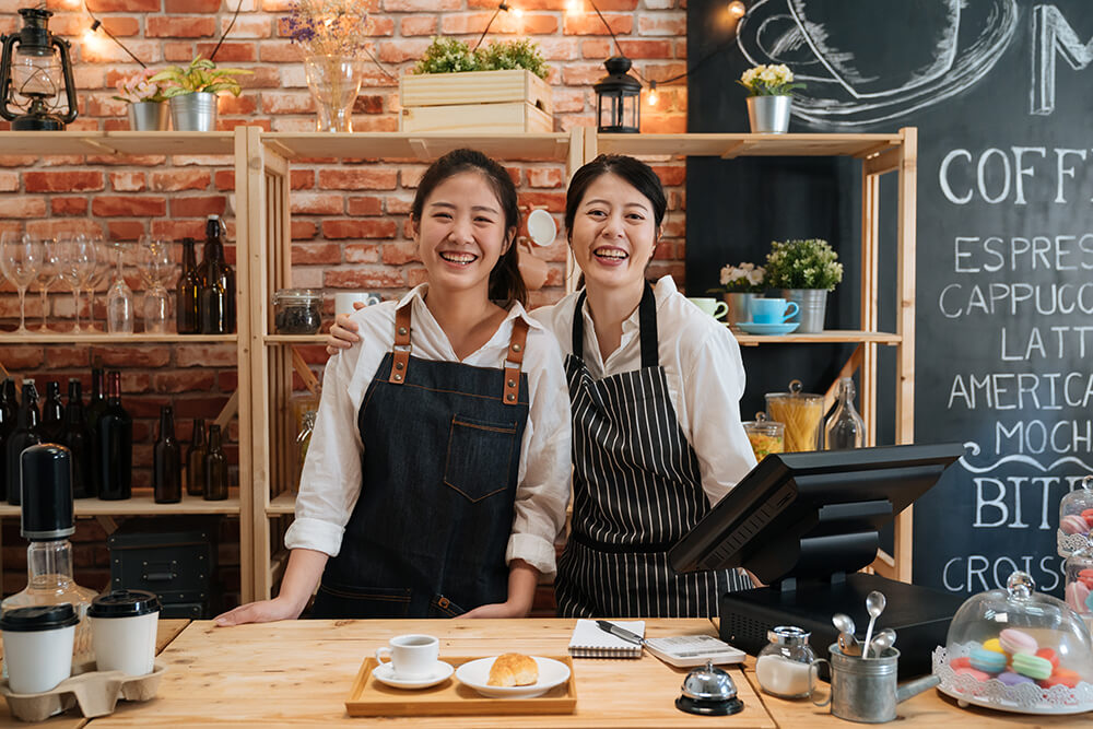 Two women coffeehouse owners