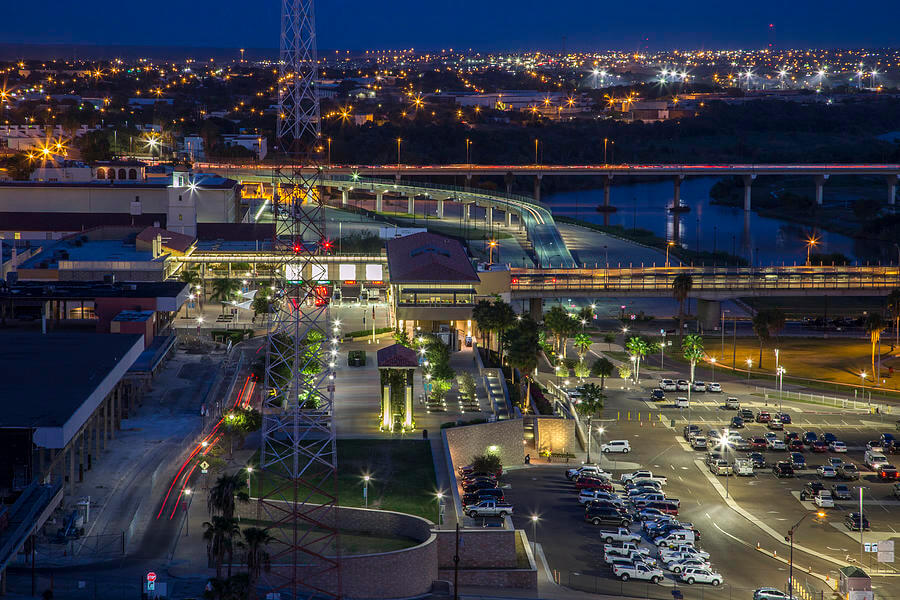 Inland port in Laredo, Texas at night