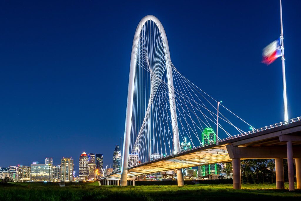 Downtown Dallas Texas night skyline