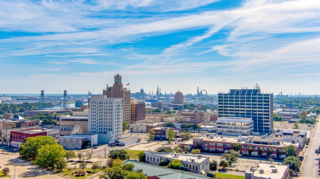 Aerial view of Beaumont Texas