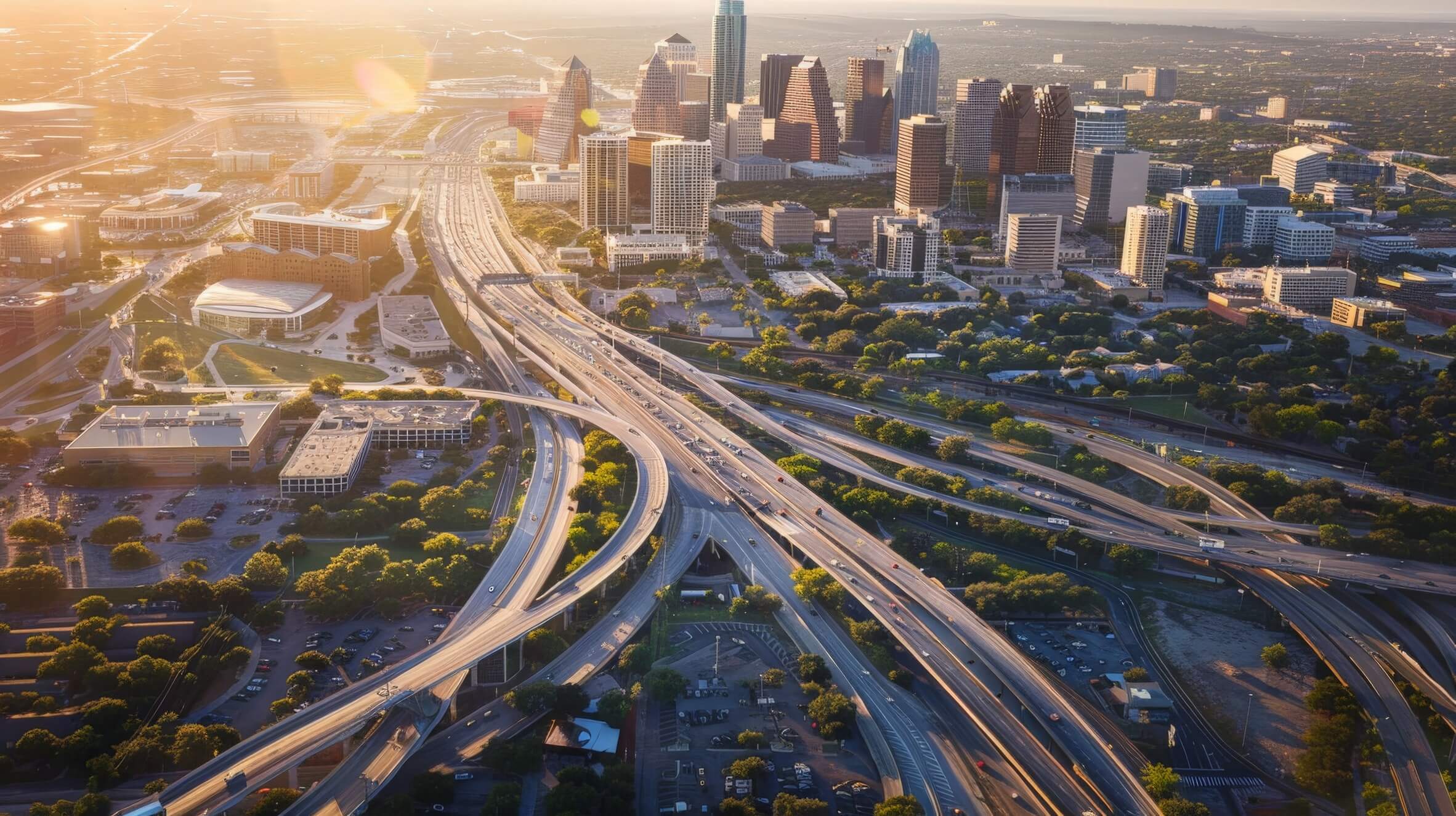 Aerial view of vast network of highways