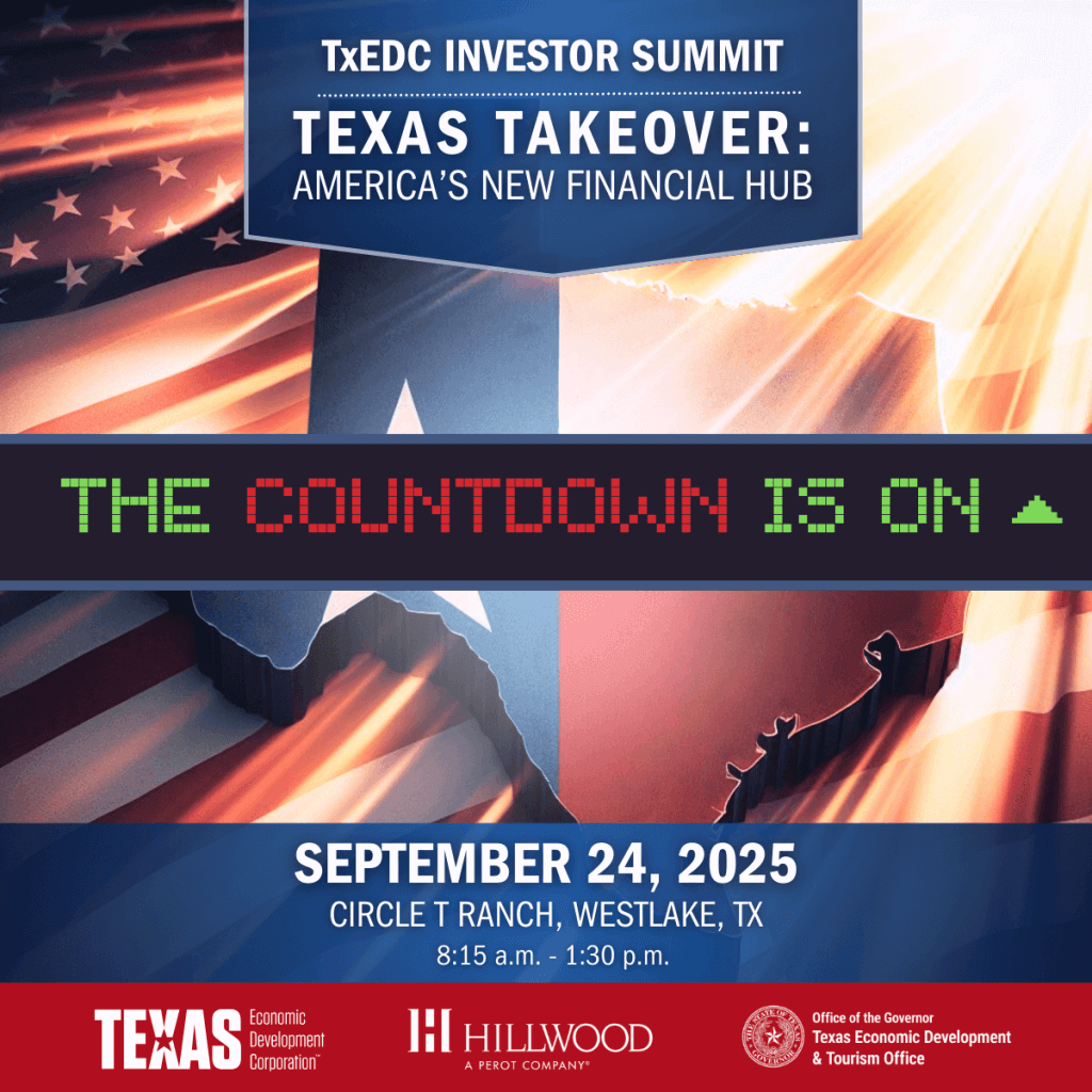 Invitation for TxEDC investor summit with countdown graphic