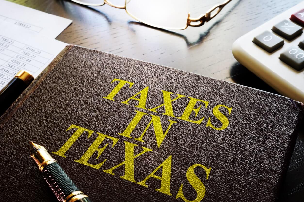 book about taxes in Texas on an office table