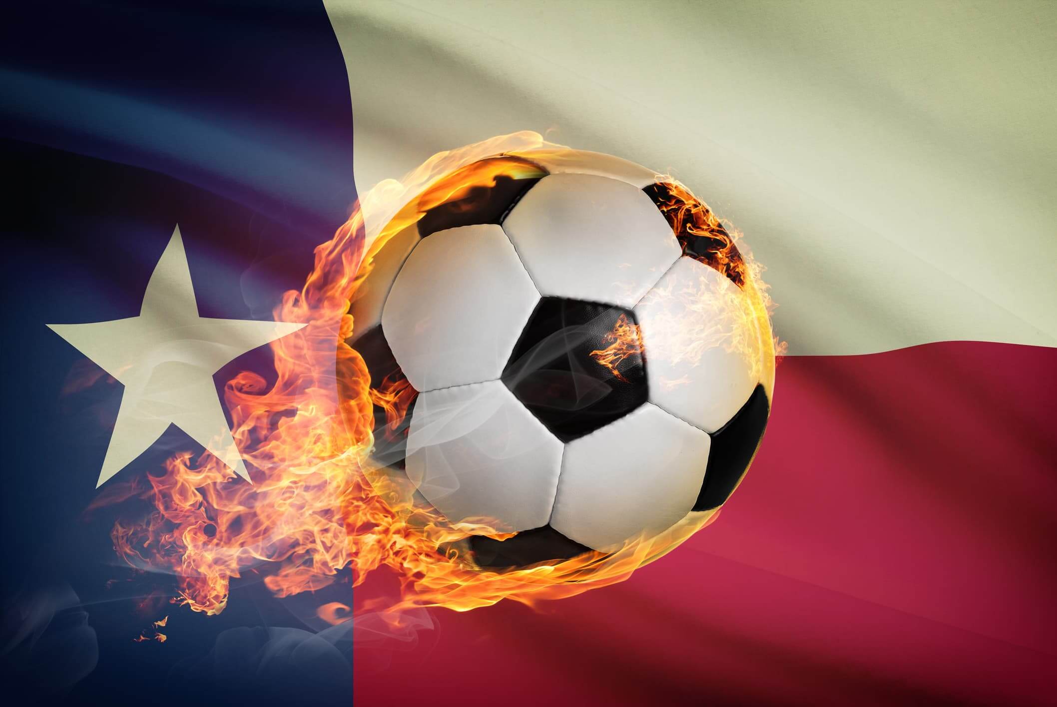 Soccer ball with flag on background